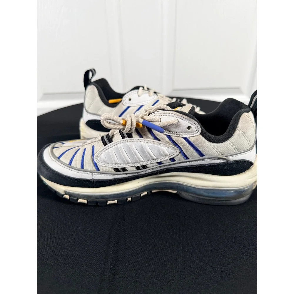 Nike Air Max 98 GS Kids White Deep Royal Blue Yellow CJ7393-100 Size 5.5Y